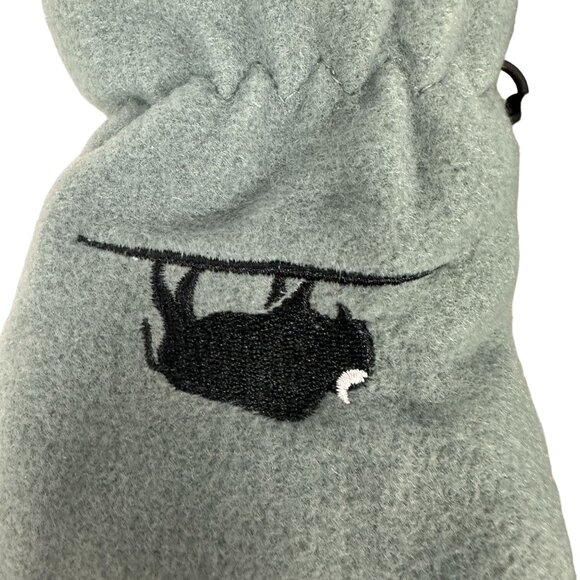 Womens Green Fleece Gloves With Black Cat Embroidery Polyester Winter Warm - Picture 2 of 4